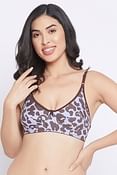 Non-Padded Non-Wired Full Cup Animal Print Everyday Bra in Lilac - Cotton	