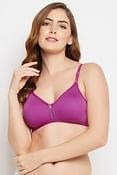 Non-Padded Non-Wired Full Cup T-shirt Bra in Purple - Cotton