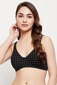 Lightly Padded Non-Wired Full Cup Flash Print T-shirt Bra in Black - Cotton Rich
