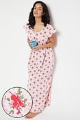 Pretty Florals Long Nighty in White - 100% Cotton
