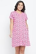 Hello Kitty Print Button Me Up Short Nightdress in Pink - 100% Cotton