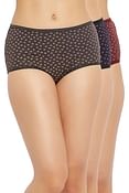 Pack of 3 High Waist Printed Hipster Panties - Cotton