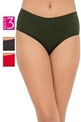 Pack of 3 Mid Waist Hipster Panties - Cotton
