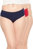 Pack of 3 Mid Waist Hipster Panties with Inner Elastic - Cotton