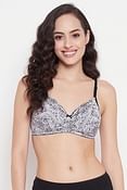 Padded Non-Wired Full Cup Snakeskin Print Multiway T-shirt Bra in Grey