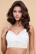 Padded Non-Wired Full Cup Multiway Longline Bralette in White - Lace