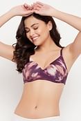 Padded Non-Wired Full Cup Printed Multiway T-shirt Bra in Plum Colour	