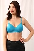 Padded Non-Wired Full Cup Printed Multiway T-shirt Bra in Turquoise Blue