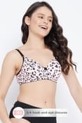 Padded Non-Wired Full Cup Animal Print T-shirt Bra in Baby Pink	