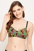 Padded Non-Wired Full Cup Animal Print T-shirt Bra in Multicolour