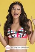 Padded Non-Wired Full Cup Checked T-shirt Bra in White 