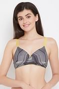 Padded Non-Wired Full Cup Striped T-shirt Bra in Black