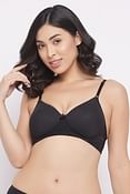 Padded Non-Wired Full Cup T-shirt Bra in Black	