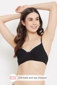 Padded Non-Wired Full Cup T-shirt Bra in Black - Cotton
