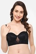 Padded Underwired Full Cup Multiway Strapless Balconette Bra in Black