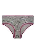 Mid Waist Floral Print Hipster Panty in Grey Melange - Cotton