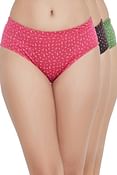 Pack of 3 Mid Waist Printed Hipster Panties with Inner Elastic - 100% Cotton