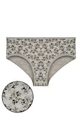 Mid Waist Floral Print Hipster Panty in Light Grey - Cotton
