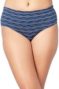 Mid Waist Printed Hipster Panty in Dark Blue with Inner Elastic - Cotton