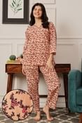 Pretty Florals Top & Pyjama in Peach Pink - 100% Cotton