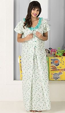 Back listing image for Cotton Rich Floral Print Maternity Nighty