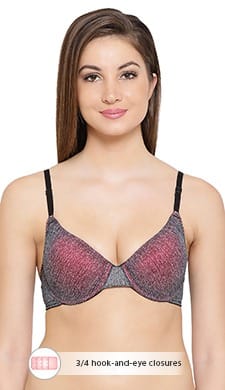 Clovia Level 1 Push-Up Underwired Demi Cup T-shirt Bra in Grey Melange