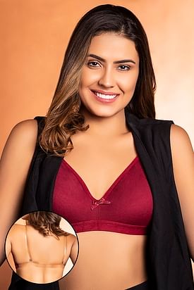 Sexy Summer Tops Lingerie for Women AD Cup Low Back Bras Invisible T Shirt  Bra Backless Bandeau Bra (Color : Beige, Size : 75/34A)