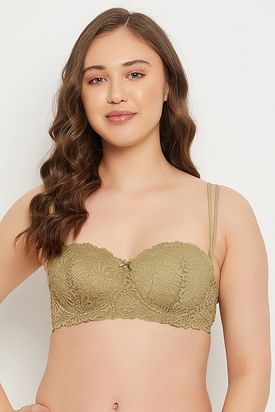 Buy Clovia Women's Printed Padded Full Cup Wire Free Balconette Bra  (BR2081B24_Beige_36D) at