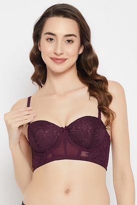 Buy Padded Underwired Full Cup Multiway Strapless Balconette Bralette in  Wine Colour - Lace Online India, Best Prices, COD - Clovia - BR1971R15
