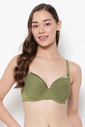 Buy Level 1 Push-Up Non-Wired Multiway T-shirt Bra In Green Melange -  Cotton Online India, Best Prices, COD - Clovia - BR1394P11