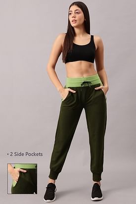 Womens Joggers | Olive Green Dress Jogger Pants | High-Rise Activewear Pants