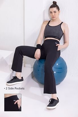 Buy Comfort-Fit High Waist Flared Yoga Pants in Sky Blue with Side Pockets  Online India, Best Prices, COD - Clovia - AB0090B08