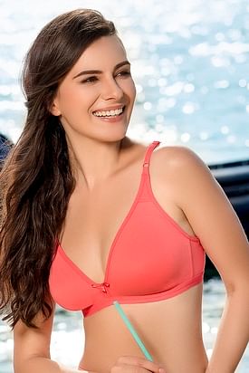 Cotton Rich Non-padded Wirefree T-shirt Bra In Red, Bras :: 4 Bras For 499  Online Lingerie Shopping: Clovia