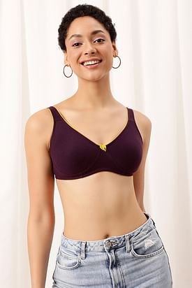 Non-Wired Non-Padded Everyday Bra In Yellow With Demi Cups