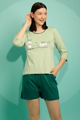Pajama Camisole Top and Shorts - Mint green - Ladies