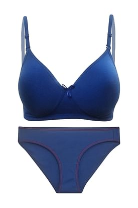 Buy online Navy Blue Net Bra And Panty Set from lingerie for Women by Clovia  for ₹459 at 62% off