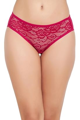 Women Boxer Shorts Yoga Shorts See Through Stretchy Panties Sexy (Red) 