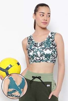 Buy Clovia Medium Impact Padded Sports Bra With Removable Cups In Sky Blue  online