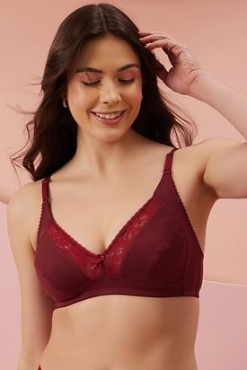 Buy Maroon Clothing Double Layered Non-Wired Full Coverage Lace
