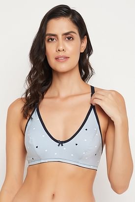 Buy Clovia Non-Padded Non-Wired Full Cup Printed Racerback Bra in White  Online in India at Bewakoof