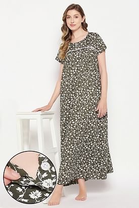 Buy Clovia Women's Cotton Pack of 2 Printed Short Night Dress  (COMBNS162_Multi-Coloured_L) at