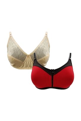 Buy Pack of 2 Non-Padded Non-Wired Full Cup Bras - Cotton Online