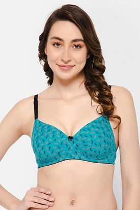 Buy Clovia Padded Underwired Demi Cup T-shirt Bra in Turquoise