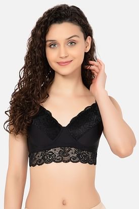 Buy Feel The Ease Black Padded Non Wired Halter Neck Longline Lace