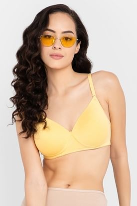 Buy Cotton Spandex Padded Yellow Nursing Bra With Removable Flaps Online  India, Best Prices, COD - Clovia - BR0573P02