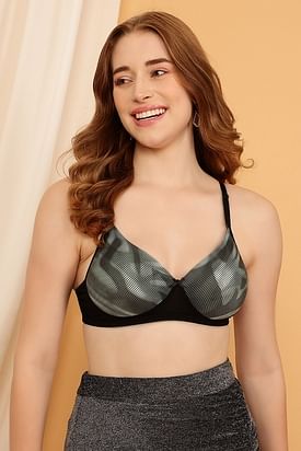 Buy Clovia Women's Polyamide Printed Padded Demi Cup Underwired Push-Up Bra  (BR1631S18_White_36B) at