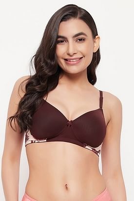 Buy CLOVIA Brown Women's Cotton Non Padded Wirefree Demi Cup Bra Brown