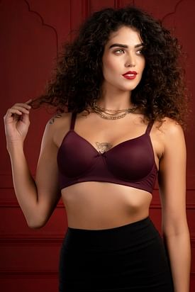 Buy Lively Padded Non-Wired Full Cup Everyday Wear Full coverage T-Shirt  Bra - Brown Online