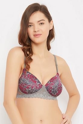 Lightly Padded Non-Wired Full Cup Bra in Baby Pink - Lace