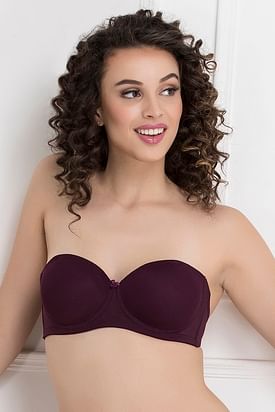 Women's Strapless Bandeau Bra with Clear Straps Multiway Removable Pads  Plus Size Bras for Large Bust